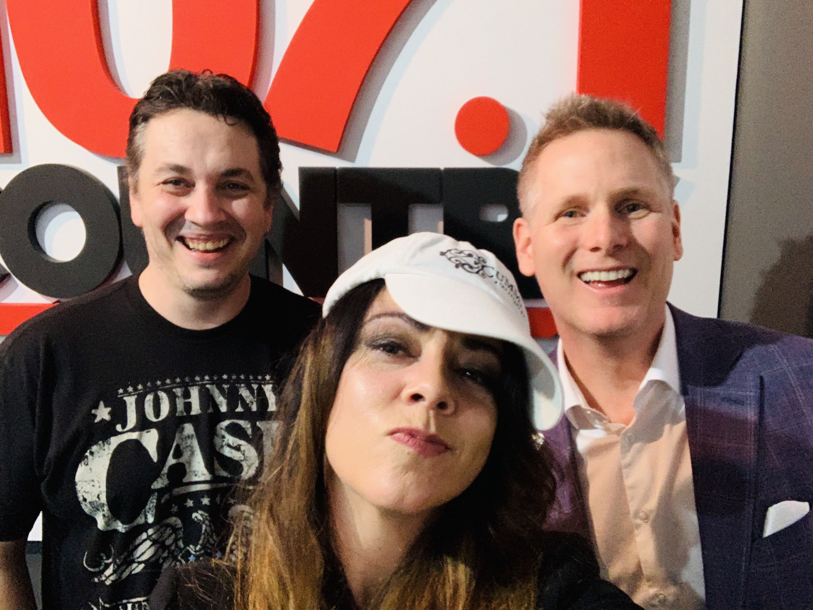 Curtis Pope Michele Cummins and John Sheehan at Country 107.1 FM control room